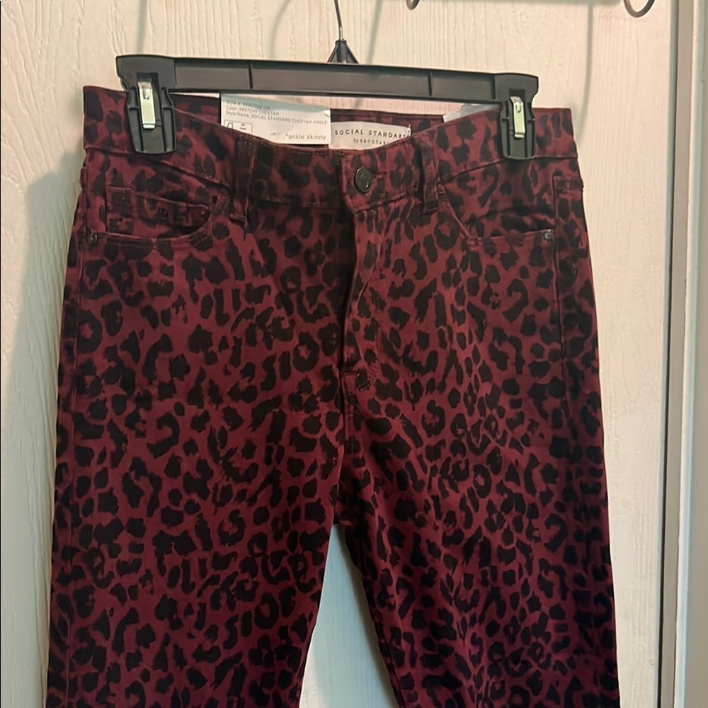 Social standard Red Leopard Print Pants size 4